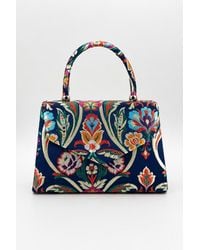 SVNX - Floral Satin Embroidered Top Handle Bag - Lyst
