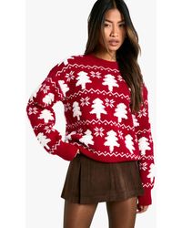 Boohoo - Christmas Tree Knitted Sweater - Lyst