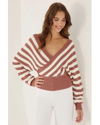 Hiccup - Striped Cross Neck Sweater - Lyst