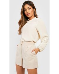 Boohoo - Frill Neck Long Sleeve Woven Blouse - Lyst
