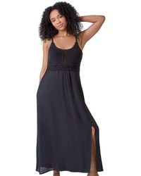 Roman - Petite Crochet Bodice Cotton Maxi Dress - Lyst