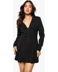 Boohoo - Petite Tailored Hook & Eye Detail Cinched Waist Blazer Dress - Lyst