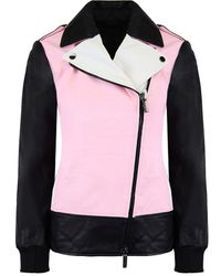 Armani - Exchange Leren Jas Zwart/Roze - Lyst