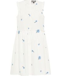 Dreimaster - Midi-jurk Dames Wol Wit Blauw - Lyst