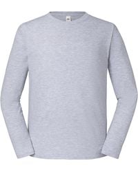 Fruit Of The Loom - Iconic Premium Long-Sleeved T-Shirt (Heather) - Lyst