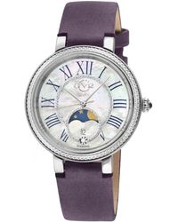 Gv2 - Genoa Ss Case , Mop Dial, Authentic Handmade Plum Leather Strap Watch - Lyst