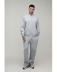 BoohooMAN - Tall Oversized Boxy Quarter Zip Funnel Sweatshirt & Straight Jogger Tracksuit - Lyst