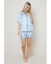 Oasis - Butterflies Satin Nightwear Shorts Set - Lyst
