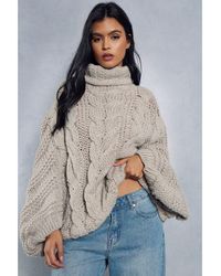 MissPap - Premium Chunky Cable Knit Jumper - Lyst