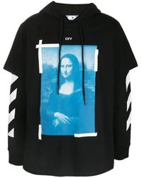 Off-White c/o Virgil Abloh - Gebroken Witte Blauwe Monalisa Double Tee Skate Fit Zwarte Hoodie - Lyst