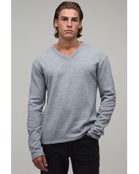 BoohooMAN - Regular Fit V Neck Soft Touch Knitted T-Shirt - Lyst