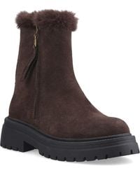 Hush Puppies - Rosalind Leather Chocolate Winter Mid Calf Boots - Lyst