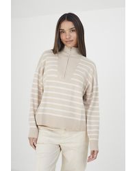 Brave Soul - 'Jottie' Striped 1/2 Zip Knitted Jumper - Lyst