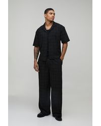 BoohooMAN - Checked Oversized Boxy Shirt & Baggy Trouser Set - Lyst