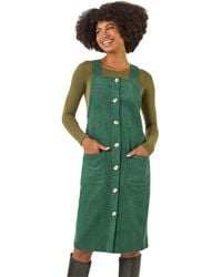 Roman - Corduroy Pinafore Midi Dress - Lyst