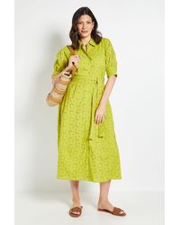 Wallis - Broderie Belted Shirt Dress - Lyst