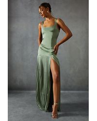 MissPap - Premium Satin Square Pleated Skirt Bridesmaid Dress - Lyst