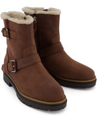 TOMS - Ionie Moto Waxy Suede Dark Boots - Lyst