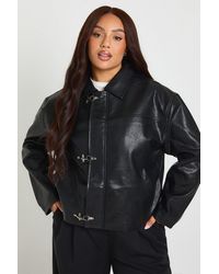 Boohoo - Plus Faux Leather Button Down Jacket - Lyst