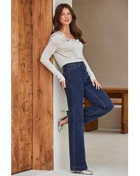 Sosandar - Dark Wide Leg Pintuck Jeans - Lyst