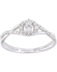 DIAMANT L'ÉTERNEL - 9ct Witgouden Clusterring Met Diamanten Schouderring Van 0,21 Ct - Lyst