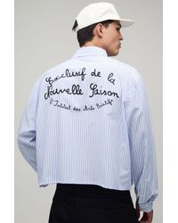 BoohooMAN - Boxy Crop Stripe Back Print Long Sleeve Shirt - Lyst