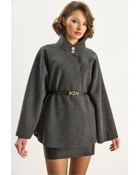 Bianco Lucci - Textured Overcoat With Button Closure - Lyst