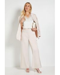 Wallis - Petite Satin Wide Leg Trouser Coord - Lyst