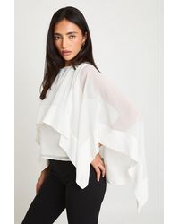 Boohoo - Chiffon Scarf Cape Blouse - Lyst