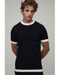 BoohooMAN - Muscle Fit Ringer Knitted T-Shirt - Lyst