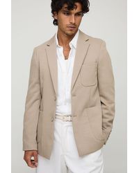 BoohooMAN - Slim Fit Single Breasted Twill Pocket Detail Blazer - Lyst