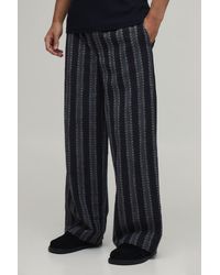 BoohooMAN - Baggy Fit Stripe Linen Blend Trousers - Lyst