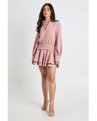 Boohoo - Textured Ruched Frill Skirt Mini Dress - Lyst