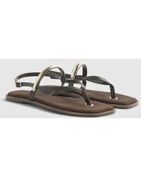 River Island - Sandals Leather Toe Thong Bangle Flat Shoes - Lyst