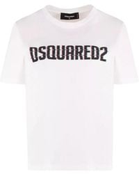 DSquared² - Logo Print Crew Neck T-Shirt Cotton - Lyst
