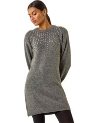 Roman - Faux Pearl Embellished Knit Dress - Lyst