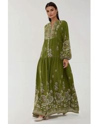 Hiccup - Printed Long Sleeve Viscose Maxi Dress - Lyst
