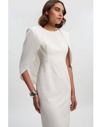 Karen Millen - Tailored Drape Back Pencil Midi Dress - Lyst