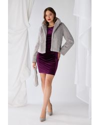 Izabel London - Faux Fur Long Sleeve Cropped Jacket - Lyst
