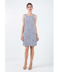 Conquista - Sleeveless Floral A Line Dress With Button Detail - Lyst
