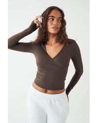 DSGN Studio - Sculpt Wrap Front Padded Long Sleeve Top - Lyst