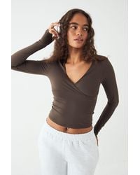 DSGN Studio - Sculpt Wrap Front Padded Long Sleeve Top - Lyst