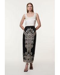 Karen Millen - Tall Embroidered Organdie Woven Midi Skirt - Lyst