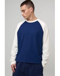 BoohooMAN - Oversized Boxy Heavyweight Waffle Raglan Long Sleeve T-Shirt - Lyst