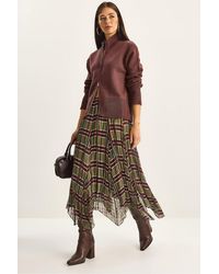 Bianco Lucci - Lined Checkered Midi Skirt - Lyst