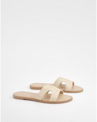 Boohoo - Double Strap Raffia Mule Sandals - Lyst