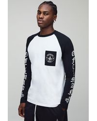 BoohooMAN - Regular Fit Ofclman Raglan Pocket Detail Long Sleeve T-Shirt - Lyst