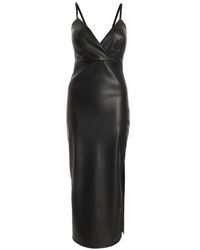 Quiz - Faux Leather Wrap Midi Dress Viscose - Lyst