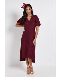 Wallis - Petite Lace Drop Hem Midi Dress - Lyst