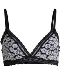 HUGO - Lace Trim Bra With Daisy Print - Lyst